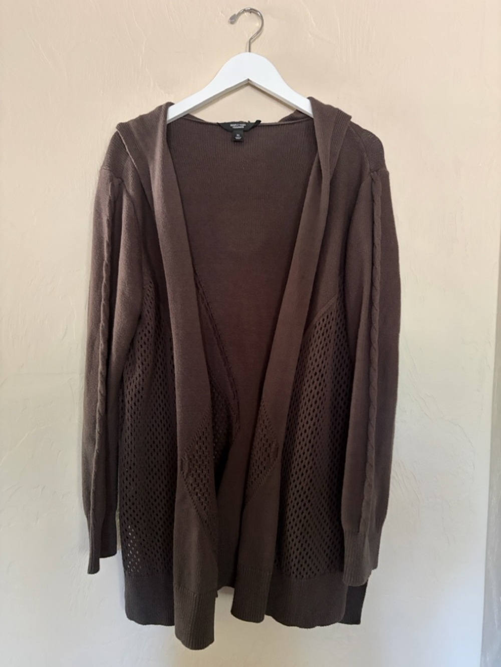 Simply Vera Vera Wang Brown Hooded Knit Cardigan. Excellent Condition!